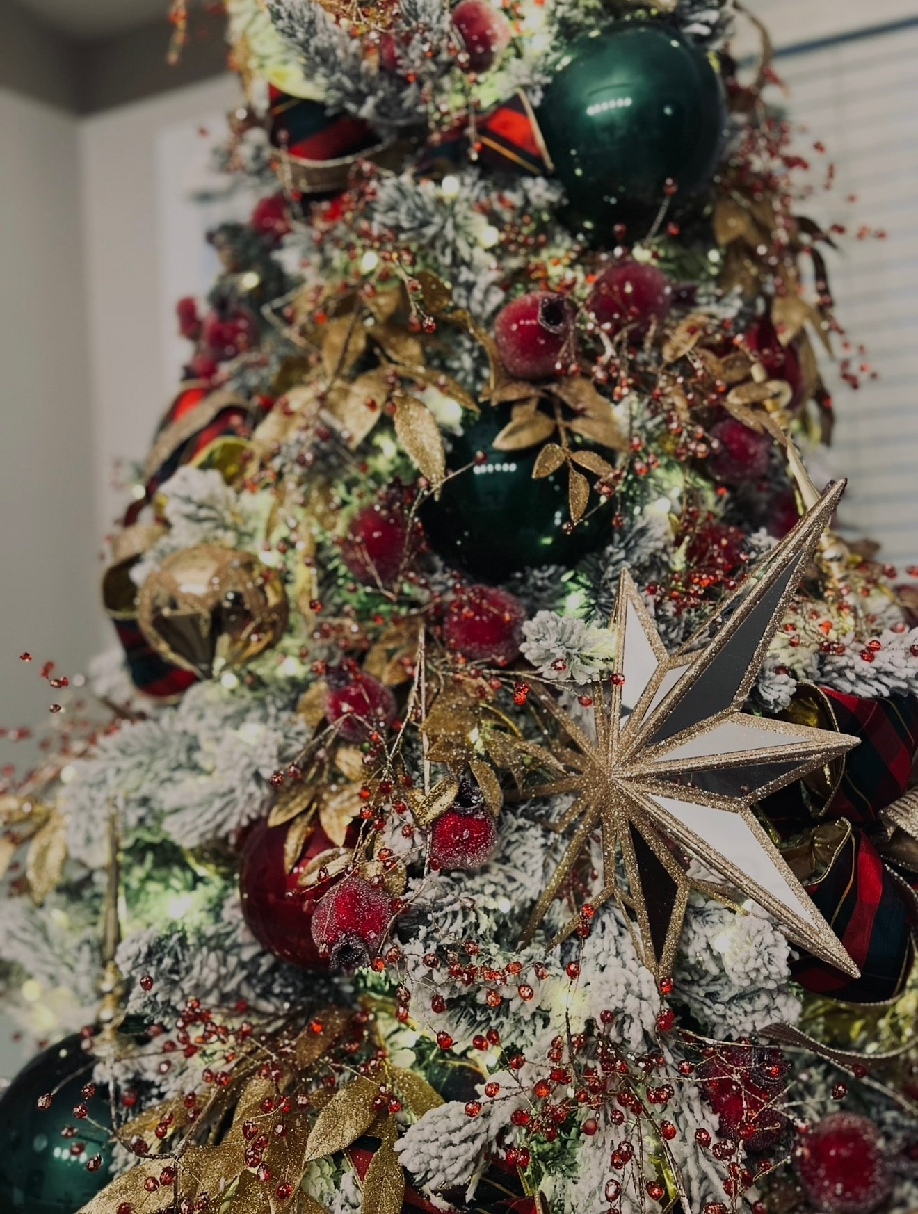Buffalo Bills themed Christmas tree — close-up